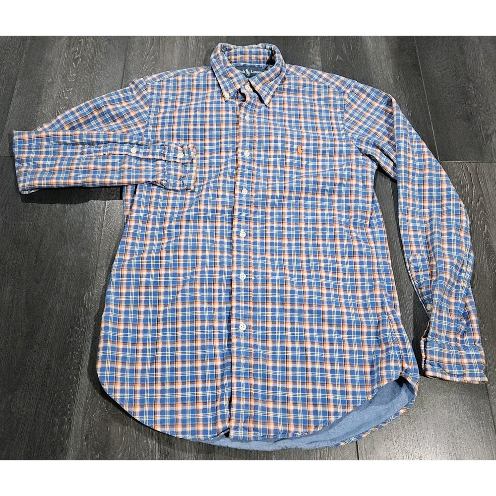 Polo Ralph Lauren Button Shirt Men S Blue Plaid Chambray Lined Shacket Style